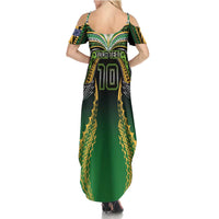 Custom Cook Islands Rugby League Family Matching Summer Maxi Dress and Hawaiian Shirt Avaiki Tatau Tribal Motifs Black Color LT03 - Polynesian Pride