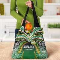 Cook Islands Rugby League Grocery Bag Avaiki Tatau Tribal Motifs Black Color - Polynesian Pride
