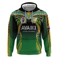 Custom Cook Islands Rugby League Hoodie Avaiki Tatau Tribal Motifs Black Color - Polynesian Pride
