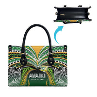 Cook Islands Rugby League Leather Bag Avaiki Tatau Tribal Motifs Black Color - Polynesian Pride