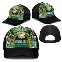 Cook Islands Rugby League Mesh Trucker Cap Avaiki Tatau Tribal Motifs Black Color LT03 - Polynesian Pride