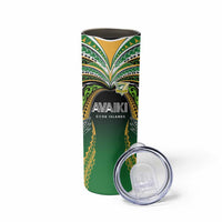 Custom Cook Islands Rugby League Skinny Tumbler Avaiki Tatau Tribal Motifs Black Color LT03 - Polynesian Pride