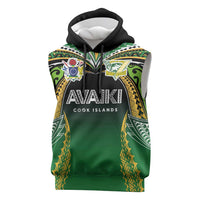 Custom Cook Islands Rugby League Sleeveless Hoodie Avaiki Tatau Tribal Motifs Black Color LT03 Black - Polynesian Pride