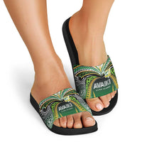 Cook Islands Rugby League Slide Sandals Avaiki Tatau Tribal Motifs Black Color LT03 - Polynesian Pride