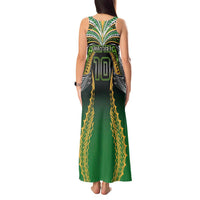 Custom Cook Islands Rugby League Tank Maxi Dress Avaiki Tatau Tribal Motifs Black Color - Polynesian Pride