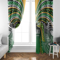 Cook Islands Rugby League Window Curtain Avaiki Tatau Tribal Motifs Black Color - Polynesian Pride