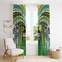 Cook Islands Rugby League Window Curtain Avaiki Tatau Tribal Motifs Black Color - Polynesian Pride