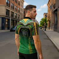 Custom Cook Islands Rugby League Zipper Polo Shirt Avaiki Tatau Tribal Motifs Black Color LT03 - Polynesian Pride