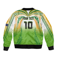 Custom Cook Islands Rugby League Bomber Jacket Avaiki Tatau Tribal Motifs White Color - Polynesian Pride