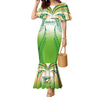 Custom Cook Islands Rugby League Family Matching Mermaid Dress and Hawaiian Shirt Avaiki Tatau Tribal Motifs White Color LT03 Mom's Dress White - Polynesian Pride