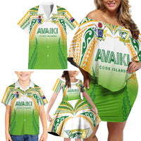 Custom Cook Islands Rugby League Family Matching Off Shoulder Short Dress and Hawaiian Shirt Avaiki Tatau Tribal Motifs White Color LT03 - Polynesian Pride