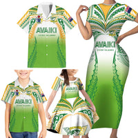 Custom Cook Islands Rugby League Family Matching Short Sleeve Bodycon Dress and Hawaiian Shirt Avaiki Tatau Tribal Motifs White Color LT03 - Polynesian Pride