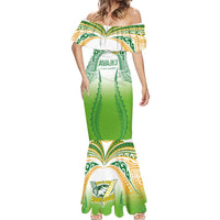 Custom Cook Islands Rugby League Mermaid Dress Avaiki Tatau Tribal Motifs White Color - Polynesian Pride