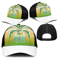 Cook Islands Rugby League Mesh Trucker Cap Avaiki Tatau Tribal Motifs White Color LT03 - Polynesian Pride