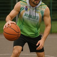 Custom Cook Islands Rugby League Sleeveless Hoodie Avaiki Tatau Tribal Motifs White Color - Polynesian Pride