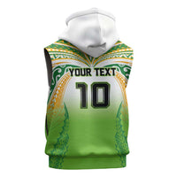 Custom Cook Islands Rugby League Sleeveless Zip Hoodie Avaiki Tatau Tribal Motifs White Color - Polynesian Pride