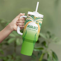 Custom Cook Islands Rugby League Tumbler With Handle Avaiki Tatau Tribal Motifs White Color LT03 - Polynesian Pride