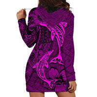 Polynesian Dolphin Valentine Day Hoodie Dress Hibiscus and Tribal Tattoo Pink Style LT03 - Polynesian Pride