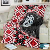 Red Taniko Motif Aotearoa Manaia and Silver Fern Blanket