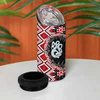 Red Taniko Motif Aotearoa Manaia and Silver Fern 4 in 1 Can Cooler Tumbler