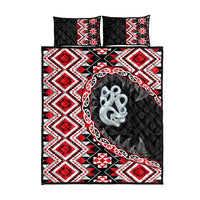 Red Taniko Motif Aotearoa Manaia and Silver Fern Quilt Bed Set