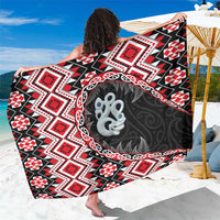 Red Taniko Motif Aotearoa Manaia and Silver Fern Sarong