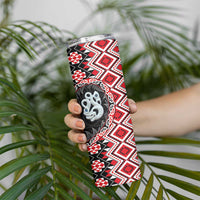 Red Taniko Motif Aotearoa Manaia and Silver Fern Skinny Tumbler LT03 - Polynesian Pride