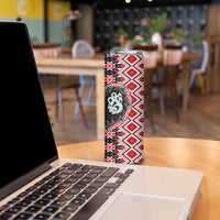 Red Taniko Motif Aotearoa Manaia and Silver Fern Skinny Tumbler LT03 - Polynesian Pride