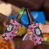 Pink Taniko Motif Aotearoa Manaia and Silver Fern 4 in 1 Can Cooler Tumbler LT03 - Polynesian Pride