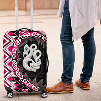 Pink Taniko Motif Aotearoa Manaia and Silver Fern Luggage Cover