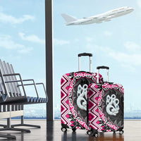 Pink Taniko Motif Aotearoa Manaia and Silver Fern Luggage Cover