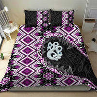 Purple Taniko Motif Aotearoa Manaia and Silver Fern Bedding Set