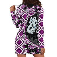 Purple Taniko Motif Aotearoa Manaia and Silver Fern Hoodie Dress