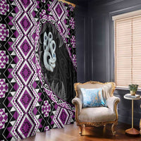 Purple Taniko Motif Aotearoa Manaia and Silver Fern Window Curtain
