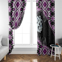 Purple Taniko Motif Aotearoa Manaia and Silver Fern Window Curtain