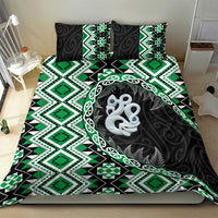 Green Taniko Motif Aotearoa Manaia and Silver Fern Bedding Set