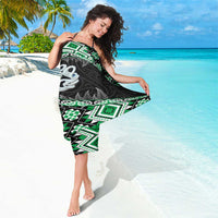 Green Taniko Motif Aotearoa Manaia and Silver Fern Sarong