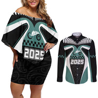 Custom New Zealand Bicycle 2025 Couples Matching Off Shoulder Short Dress and Long Sleeve Button Shirt