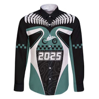 Custom New Zealand Bicycle 2025 Family Matching Short Sleeve Bodycon Dress and Hawaiian Shirt LT03 Dad's Shirt - Long Sleeve Black-Teal - Polynesian Pride