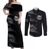 Custom New Zealand Football-Towards World Cup 2026 Couples Matching Off Shoulder Maxi Dress and Long Sleeve Button Shirt