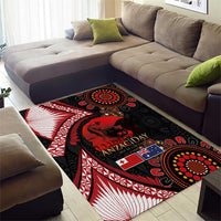 Tonga and Australia ANZAC Day Area Rug Aboriginal and Ngatu Art Pattern - Gallipoli Lest We Forget LT03 - Polynesian Pride