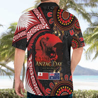 Tonga and Australia ANZAC Day Hawaiian Shirt Aboriginal and Ngatu Art Pattern - Gallipoli Lest We Forget
