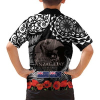 New Zealand and Cook Islands ANZAC Day Family Matching Short Sleeve Bodycon Dress and Hawaiian Shirt Gallipoli Lest We Forget Tatau Art Tribal and Maori Tattoo with Fern