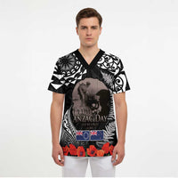 New Zealand and Cook Islands ANZAC Day Scrub Top Gallipoli Lest We Forget Tatau Art Tribal and Maori Tattoo with Fern - Polynesian Pride