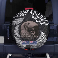 New Zealand and Cook Islands ANZAC Day Spare Tire Cover Gallipoli Lest We Forget Tatau Art Tribal and Maori Tattoo with Fern LT03 No hole Black - Polynesian Pride