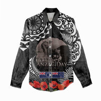 New Zealand and Cook Islands ANZAC Day Women Casual Shirt Gallipoli Lest We Forget Tatau Art Tribal and Maori Tattoo with Fern LT03 - Polynesian Pride