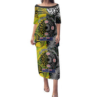 New Zealand and Cook Islands Together Family Matching Puletasi and Hawaiian Shirt Tatau Art Tribal Pattern-Maori Tattoo with Fern and Paua Shell