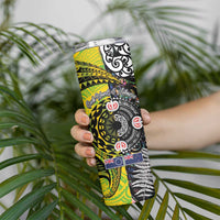 New Zealand and Cook Islands Together Skinny Tumbler Tatau Art Tribal Pattern-Maori Tattoo with Fern and Paua Shell LT03 - Polynesian Pride