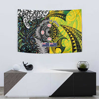 New Zealand and Cook Islands Together Tapestry Tatau Art Tribal Pattern-Maori Tattoo with Fern and Paua Shell LT03 - Polynesian Pride