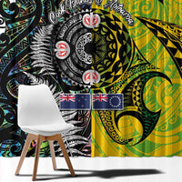 New Zealand and Cook Islands Together Window Curtain Tatau Art Tribal Pattern-Maori Tattoo with Fern and Paua Shell LT03 - Polynesian Pride